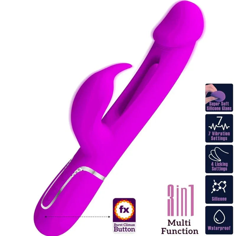 PRETTY LOVE - DEJON RABBIT VIBRATOR 3 IN 1 MULTIFUNKTIONS FUCSIA - Vanelion Paradise