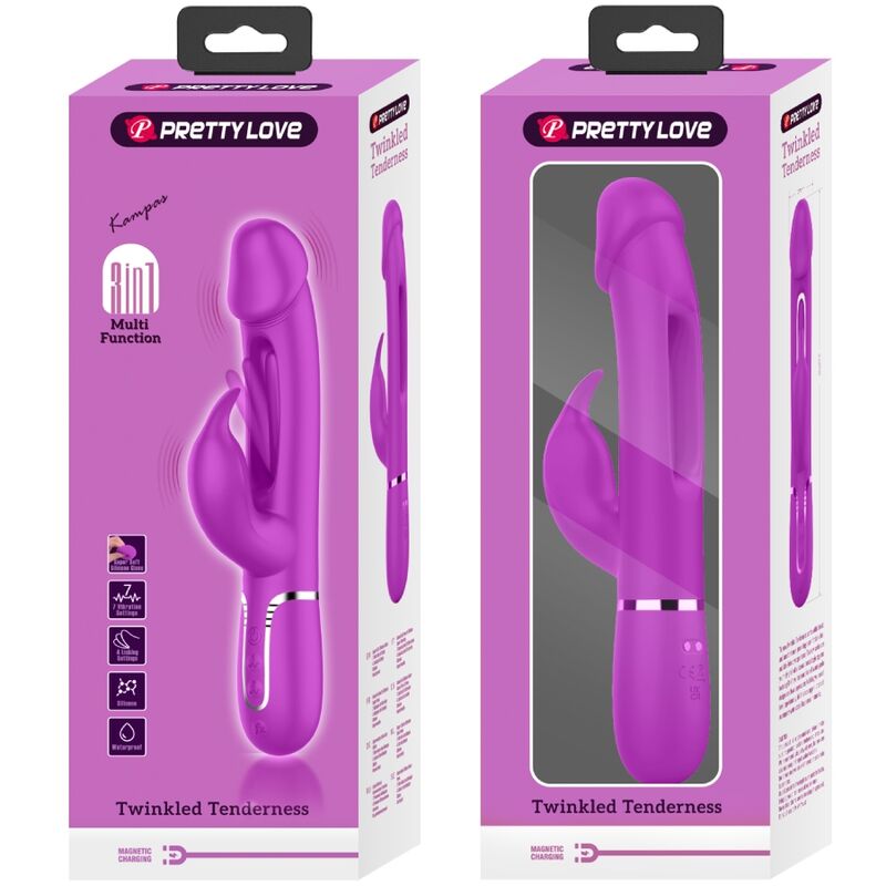 PRETTY LOVE - DEJON RABBIT VIBRATOR 3 IN 1 MULTIFUNKTIONS FUCSIA