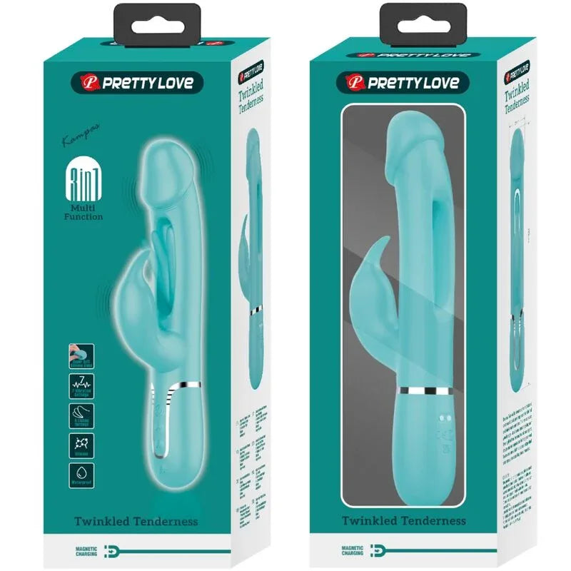 PRETTY LOVE - DEJON RABBIT VIBRATOR 3 IN 1 MULTIFUNKTIONS-AQUAGRÜN - Vanelion Paradise