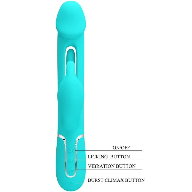 PRETTY LOVE - DEJON RABBIT VIBRATOR 3 IN 1 MULTIFUNKTIONS-AQUAGRÜN - Vanelion Paradise