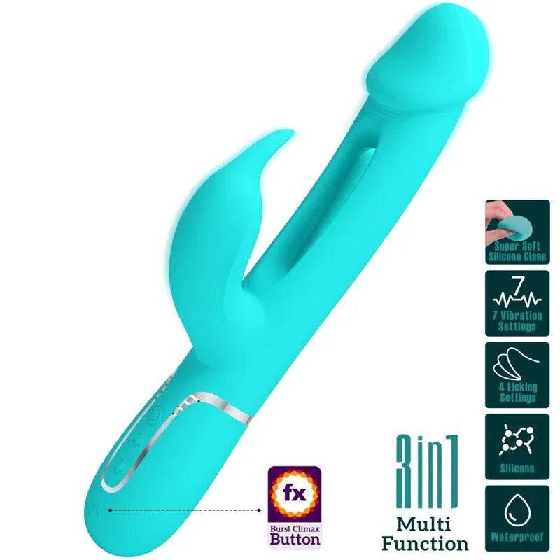 PRETTY LOVE - DEJON RABBIT VIBRATOR 3 IN 1 MULTIFUNKTIONS-AQUAGRÜN - Vanelion Paradise