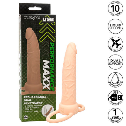 CALEXOTICS - PERFORMANCE MAXX WIEDERAUFLADBARER DUAL PENETRATOR, HELLE HAUT