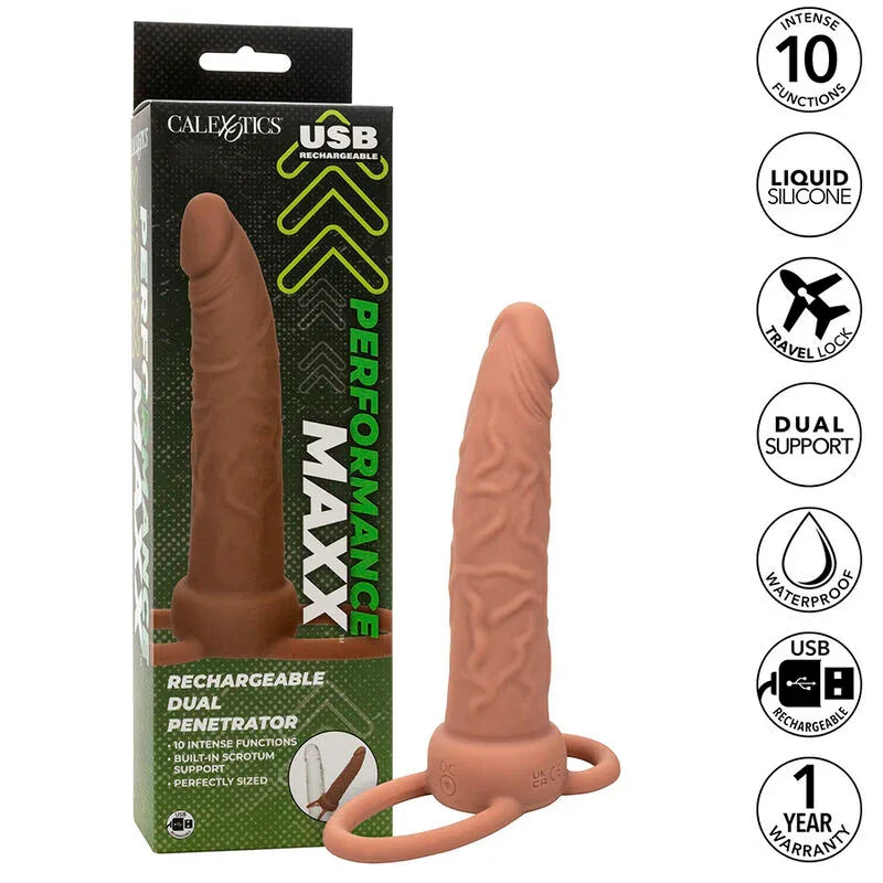 CALEXOTICS - PERFORMANCE MAXX WIEDERAUFLADBARER DUAL-PENETRATOR, BRAUN - Vanelion Paradise