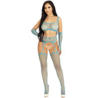 LEG AVENUE - CROP-TOP-STRÜMPFE & HANDSCHUHE FUCHSIA - Vanelion Paradise