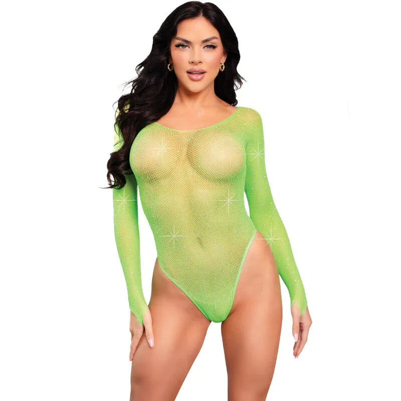 LEG AVENUE - LANGÄRMELIGER BODYSUIT MIT KRISTALLMUSTER - Vanelion Paradise