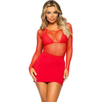 LEG AVENUE - NETZ LANGARM T-SHIRT SCHWARZ - Vanelion Paradise