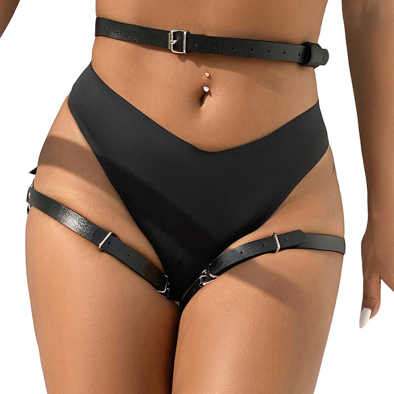 SUBBLIME - LEDER TAILLE UND BEIN HARNESS SCHWARZ EINE GRÖSSE