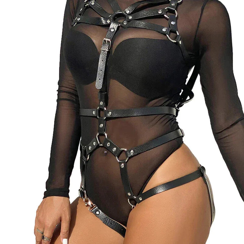 SUBBLIME - KÖRPERHARNESS VERSTELLBARE RIEMEN LEDER SCHWARZ EINE GRÖSSE - Vanelion Paradise