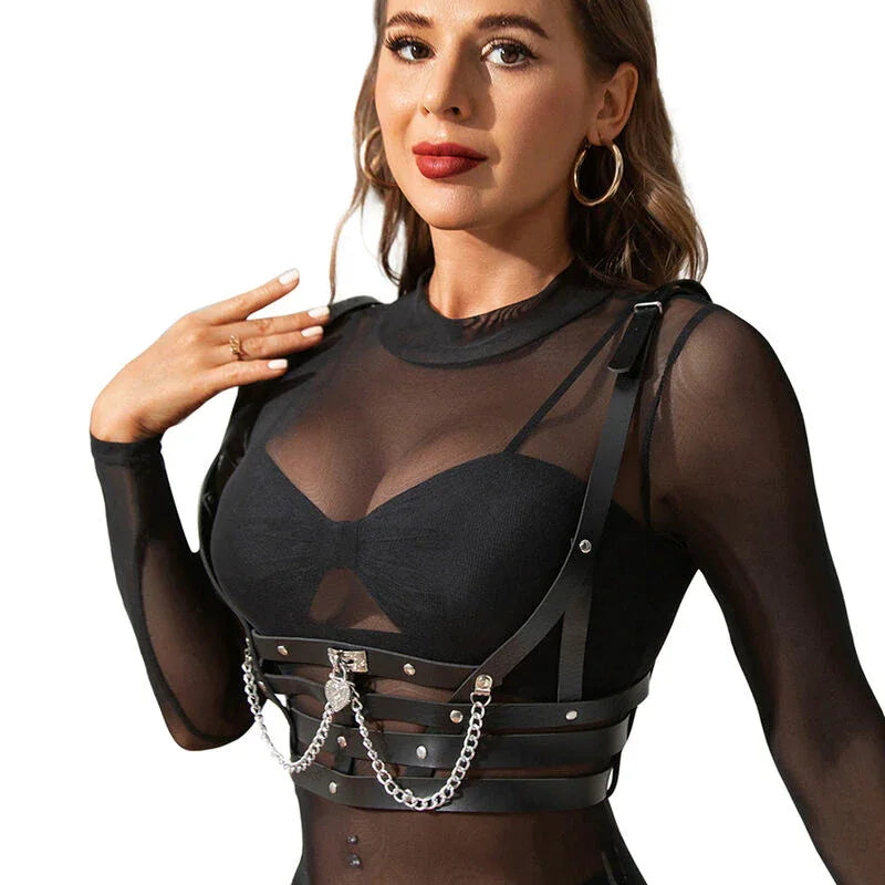 Subblime Korsett-Harness Schwarz mit Kettendetail – One Size - Vanelion Paradise