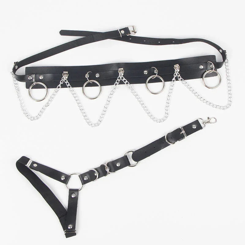 Subblime Harness-Gürtel & Strumpfband – Schwarz, Ketten & Ringe (One Size) - Vanelion Paradise