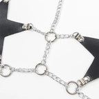 Subblime Ganzkörper-Harness mit Sternketten, Leder – One Size, Schwarz - Vanelion Paradise