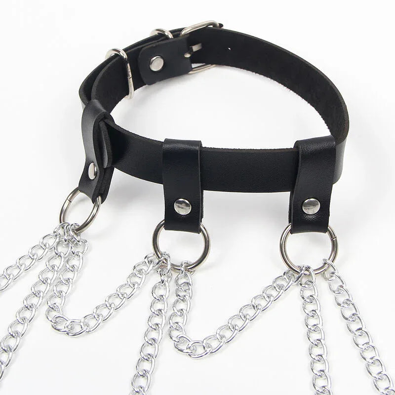 Subblime Ganzkörper-Harness mit Sternketten, Leder – One Size, Schwarz - Vanelion Paradise