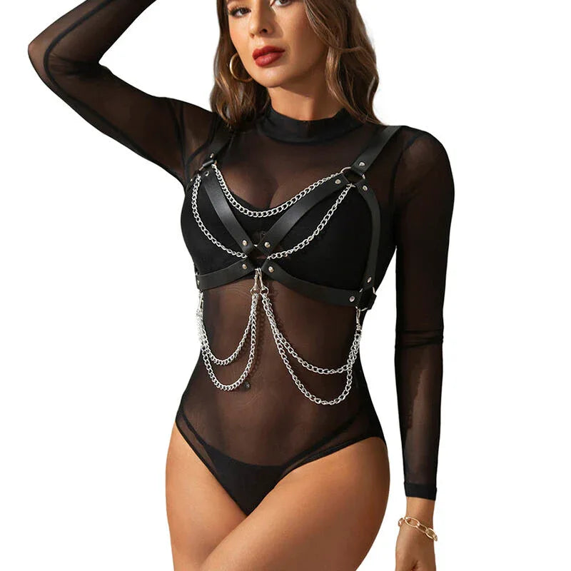 SUBBLIME - HARNESS-BH MIT KETTENDETAIL, EINE GRÖSSE - Vanelion Paradise