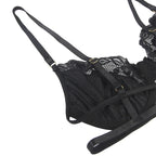SUBBLIME Spitzen-Set Schwarz (S/M) – BH, String & Strumpfband - Vanelion Paradise