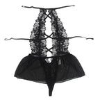 SUBBLIME - TEDDY-HALTER-NECK-BARE-BACK-SPITZE SCHWARZ S/M - Vanelion Paradise