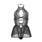 SUBBLIME - TEDDY-HALTER-NECK-BARE-BACK-SPITZE SCHWARZ S/M - Vanelion Paradise