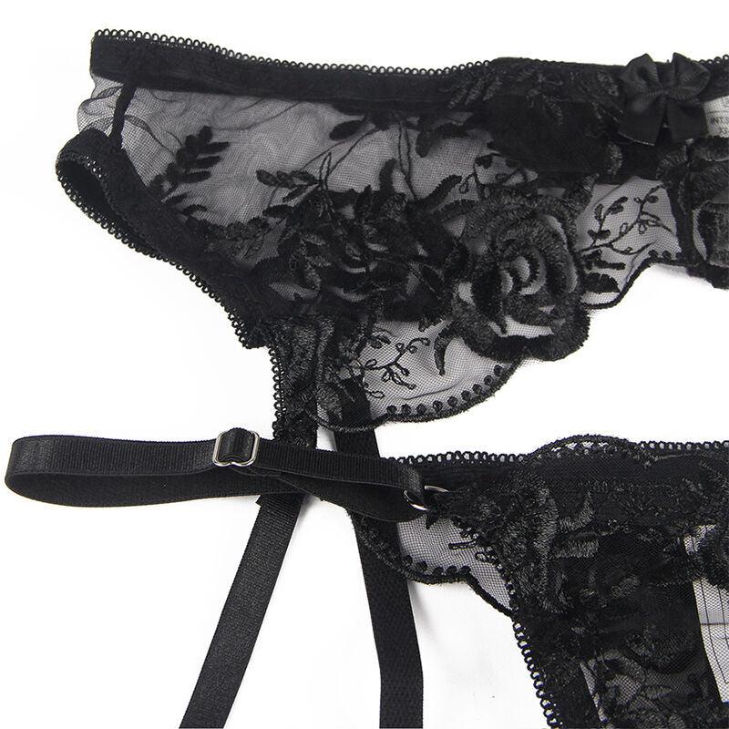 SUBBLIME Dessous-Set 3-teilig: BH, Tanga & Strumpfband S/M - Vanelion Paradise