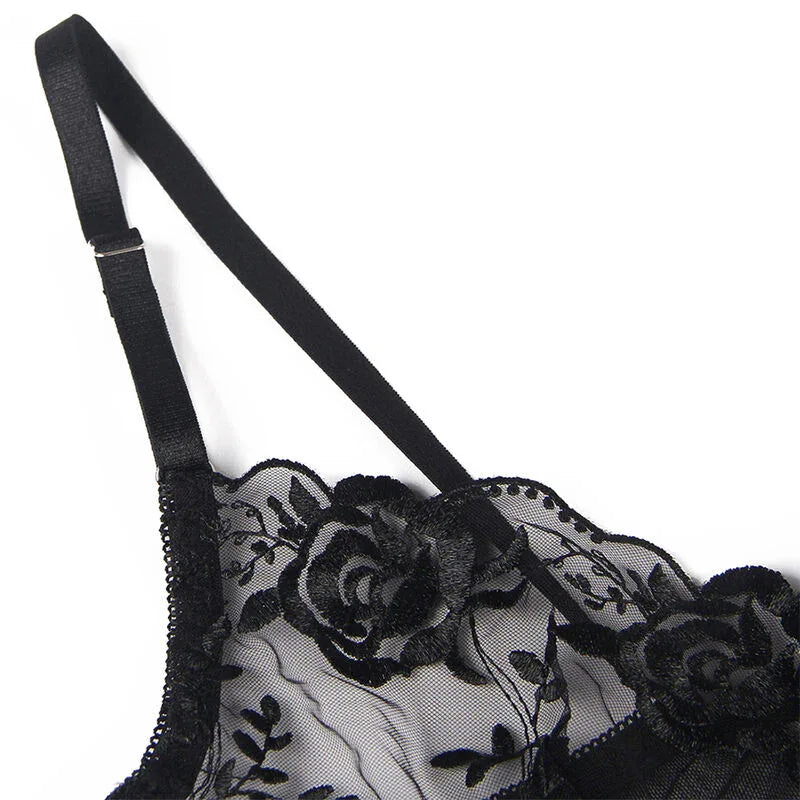 SUBBLIME Dessous-Set 3-teilig: BH, Tanga & Strumpfband S/M - Vanelion Paradise