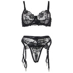 SUBBLIME Dessous-Set 3-teilig: BH, Tanga & Strumpfband S/M - Vanelion Paradise