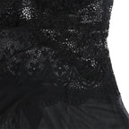 Subblime Babydoll Tüll Schwarz S/M – Spitze & Blumen - Vanelion Paradise