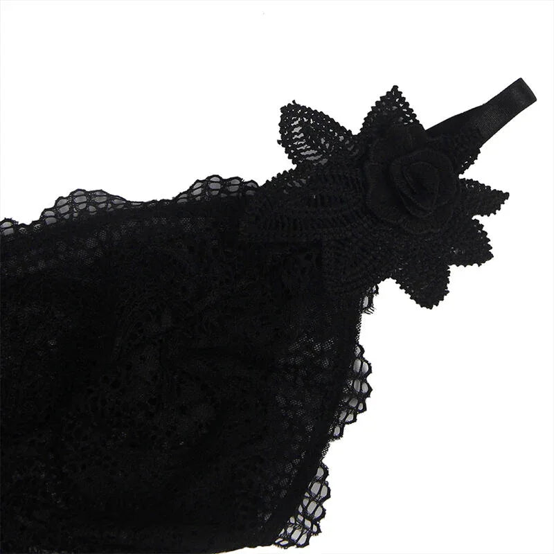 Subblime Babydoll Tüll Schwarz S/M – Spitze & Blumen - Vanelion Paradise