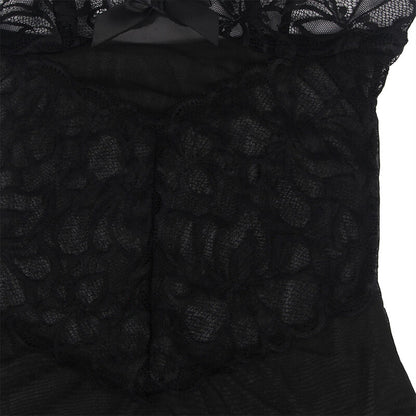 SUBBLIME - BABYDOLL MIT VERSTELLBAREN TRGERN UND TRANSPARENTER SPITZE MIT BLUMENDRUCK SCHWARZ S/M