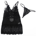 SUBBLIME - BABYDOLL MIT VERSTELLBAREN SPITZENTRGERN SCHWARZ L/XL