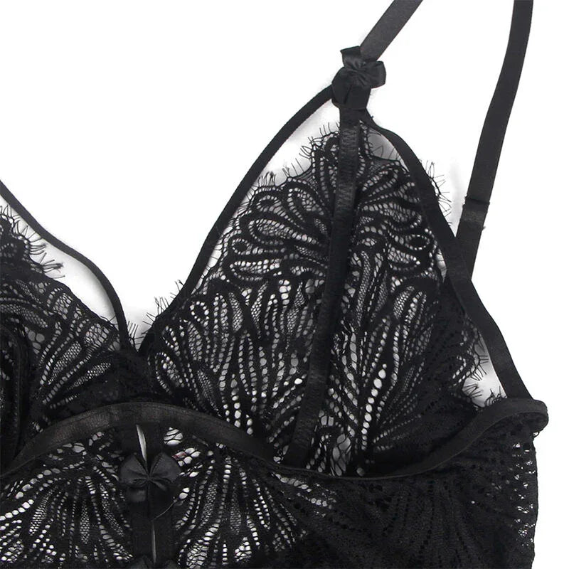 Subblime Babydoll Schwarz S/M – Spitzenträger & Streifen - Vanelion Paradise