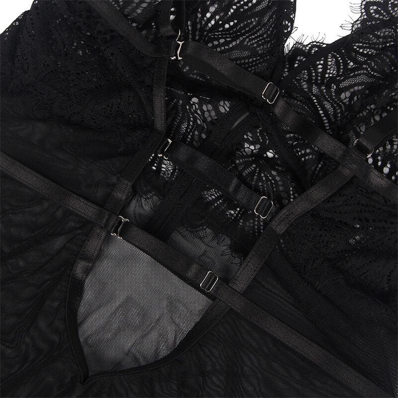 Subblime Babydoll Schwarz S/M – Spitzenträger & Streifen - Vanelion Paradise