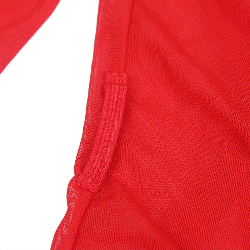 SUBBLIME - TRANSPARENTER STOFFMANTEL MIT SPITZENDETAIL ROT S/M - Vanelion Paradise