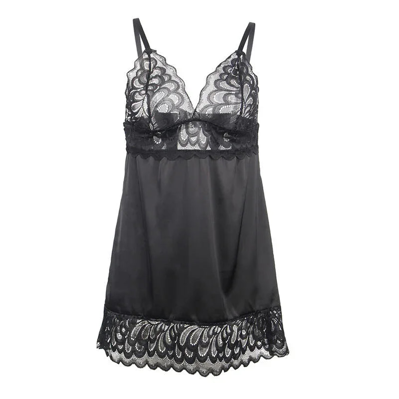 Subblime Babydoll Schwarz S/M – Blumenprint & Rückenöffnung - Vanelion Paradise