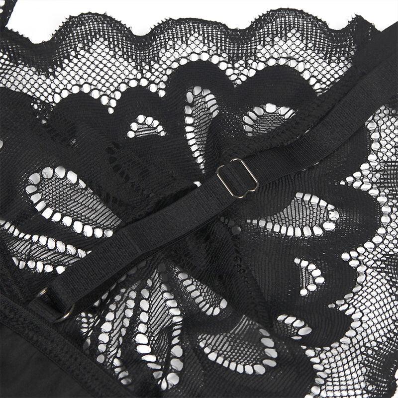 Subblime Babydoll Schwarz S/M – Blumenprint & Rückenöffnung - Vanelion Paradise