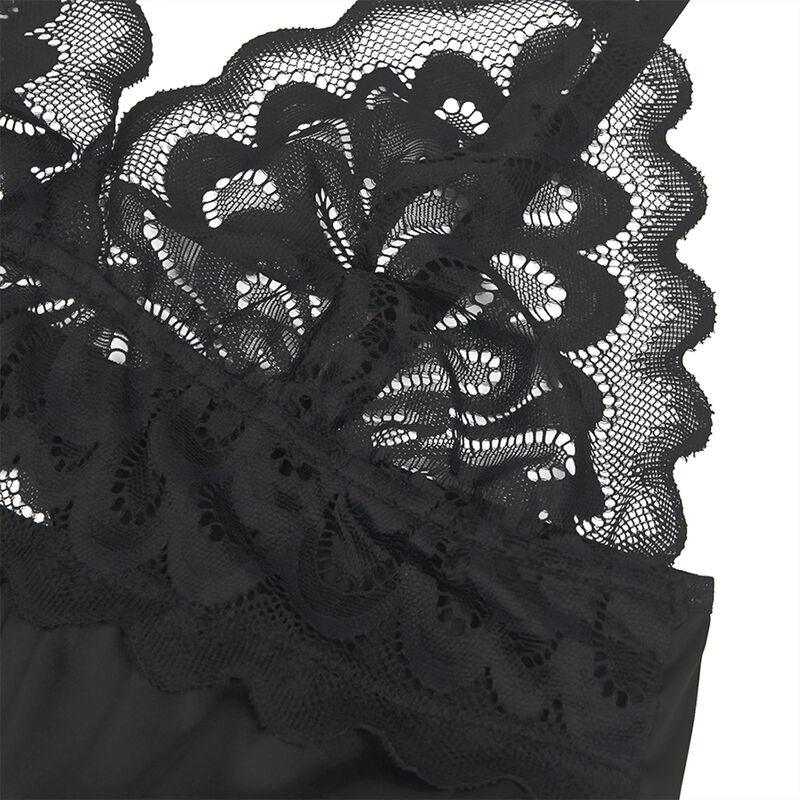 Subblime Babydoll Schwarz S/M – Blumenprint & Rückenöffnung - Vanelion Paradise