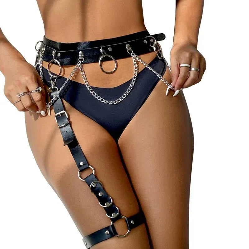 Subblime Harness-Gürtel & Strumpfband – Schwarz, Ketten & Ringe (One Size) - Vanelion Paradise
