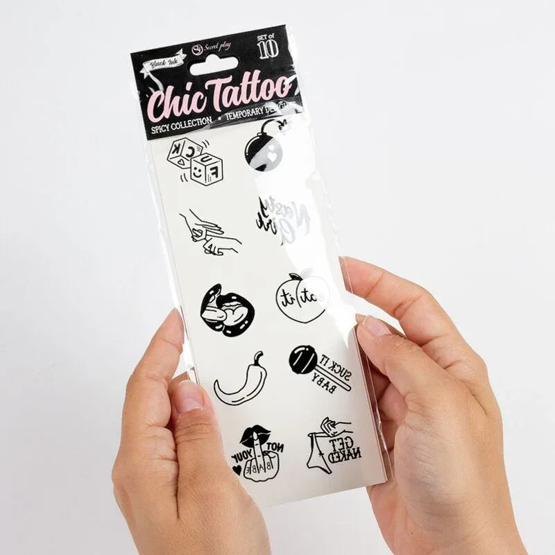 SECRET PLAY - SET MIT 10 TEMPORREN TATTOOS AUS DER SPICY COLLECTION - Vanelion Paradise