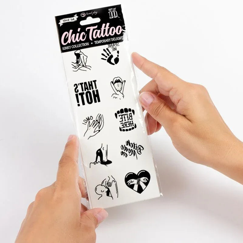 SECRET PLAY - SET MIT 10 TEMPORREN TATTOOS DER KINKY COLLECTION - Vanelion Paradise