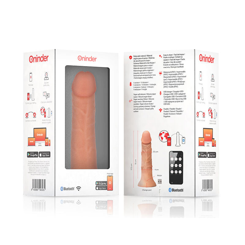 ONINDER - KLEINER BOGOTÁ-VIBRATORDILDO 9 GESCHWINDIGKEITEN NATÜRLICH 17.5 CM -O- 4 CM - KOSTENLOSE APP