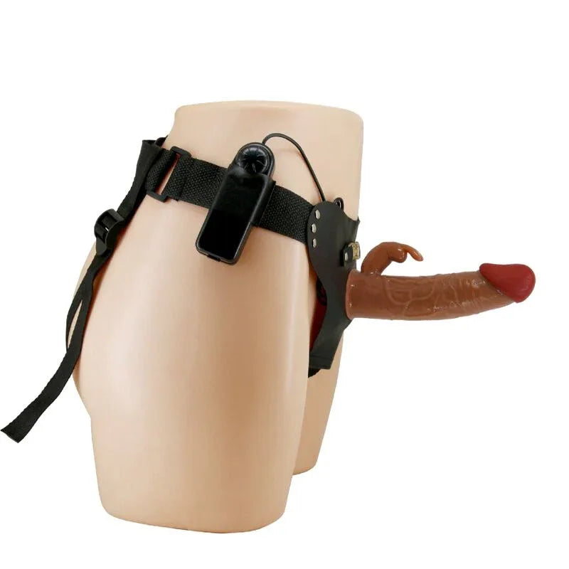 PRETTY LOVE Marion Harness mit Vibro-Dildo 19 cm Braun, verstellbar - Vanelion Paradise