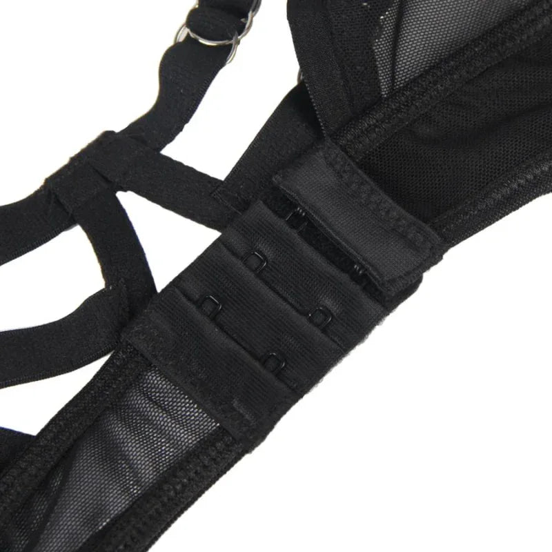 SUBBLIME - ZWEITEILIGES SET AUS TRANSPARENZ-BH UND S/M-STREIFEN - Vanelion Paradise