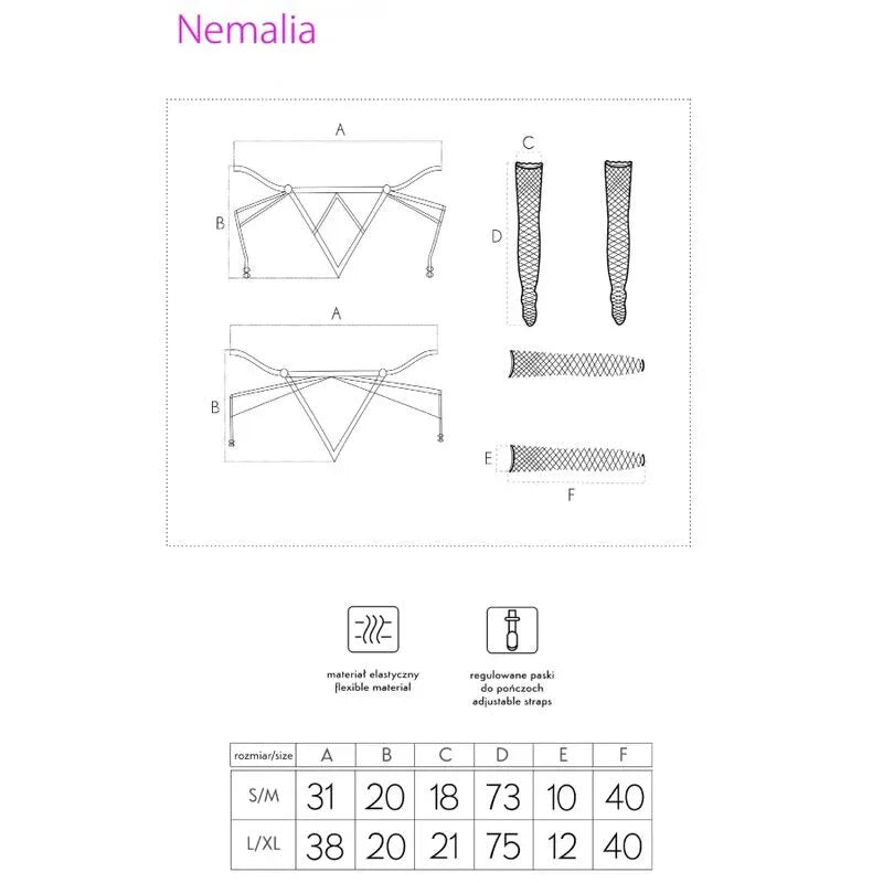 LIVCO CORSETTI FASHION - NEMALIA SET STRUMPFHALTER + STRÜMPFE + HANDSCHUHE SCHWARZ - Vanelion Paradise