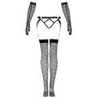 LIVCO CORSETTI FASHION - NEMALIA SET STRUMPFHALTER + STRÜMPFE + HANDSCHUHE SCHWARZ - Vanelion Paradise