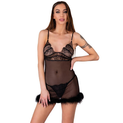 LIVCO CORSETTI FASHION - ZERUNAM SET BABYDOLL + SCHWARZER TANGA