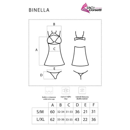 LIVCO CORSETTI FASHION - BINELLA SET BABYDOLL + TANGA SCHWARZ