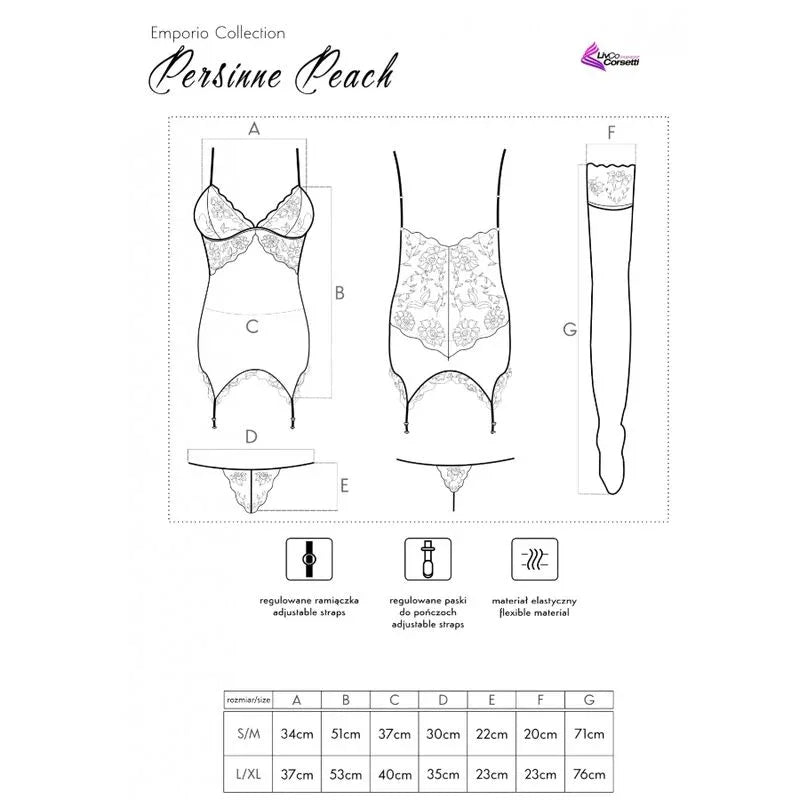 LIVCO CORSETTI FASHION - PERSINNE PEACH SET KORSET + HÖSCHEN + STRÜMPFE - Vanelion Paradise