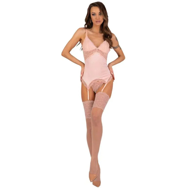 LIVCO CORSETTI FASHION - PERSINNE PEACH SET KORSET + HÖSCHEN + STRÜMPFE - Vanelion Paradise