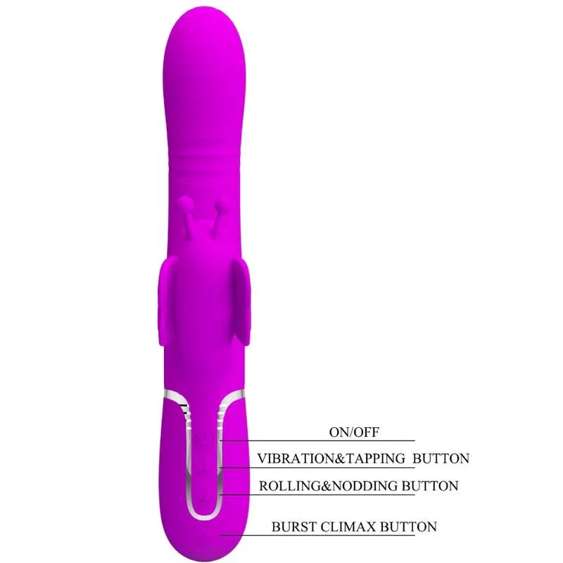 PRETTY LOVE - MULTIFUNKTIONS-KANINCHENVIBRATOR 4 IN 1 SCHMETTERLING FUCHSIA - Vanelion Paradise