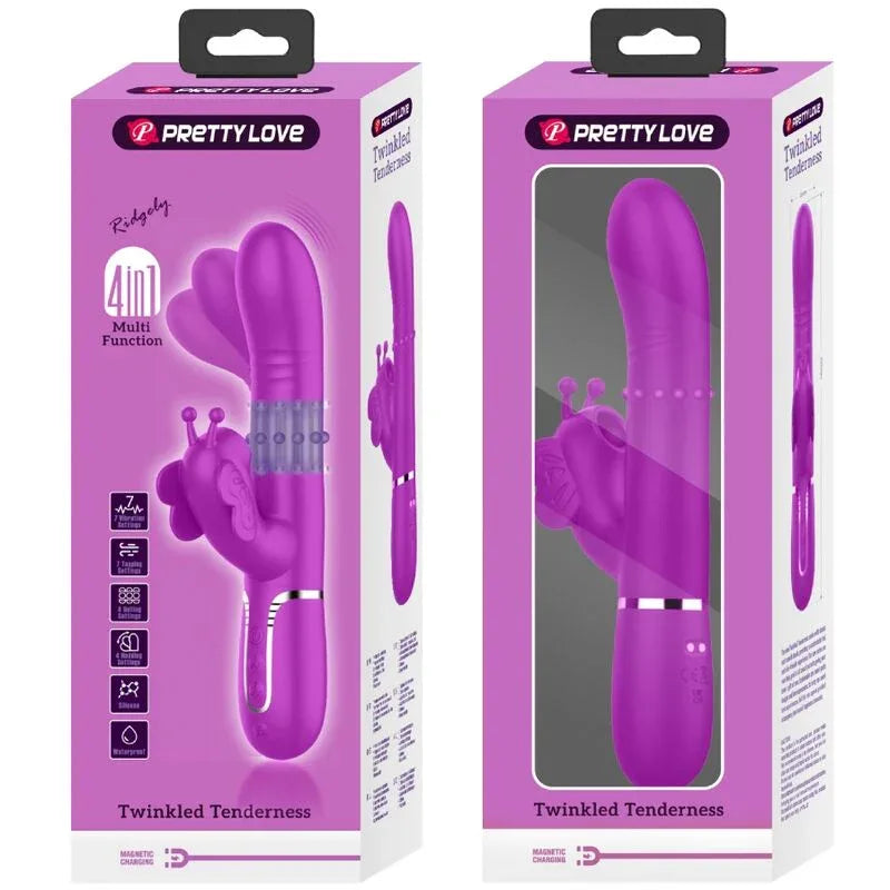 PRETTY LOVE - MULTIFUNKTIONS-KANINCHENVIBRATOR 4 IN 1 SCHMETTERLING FUCHSIA - Vanelion Paradise