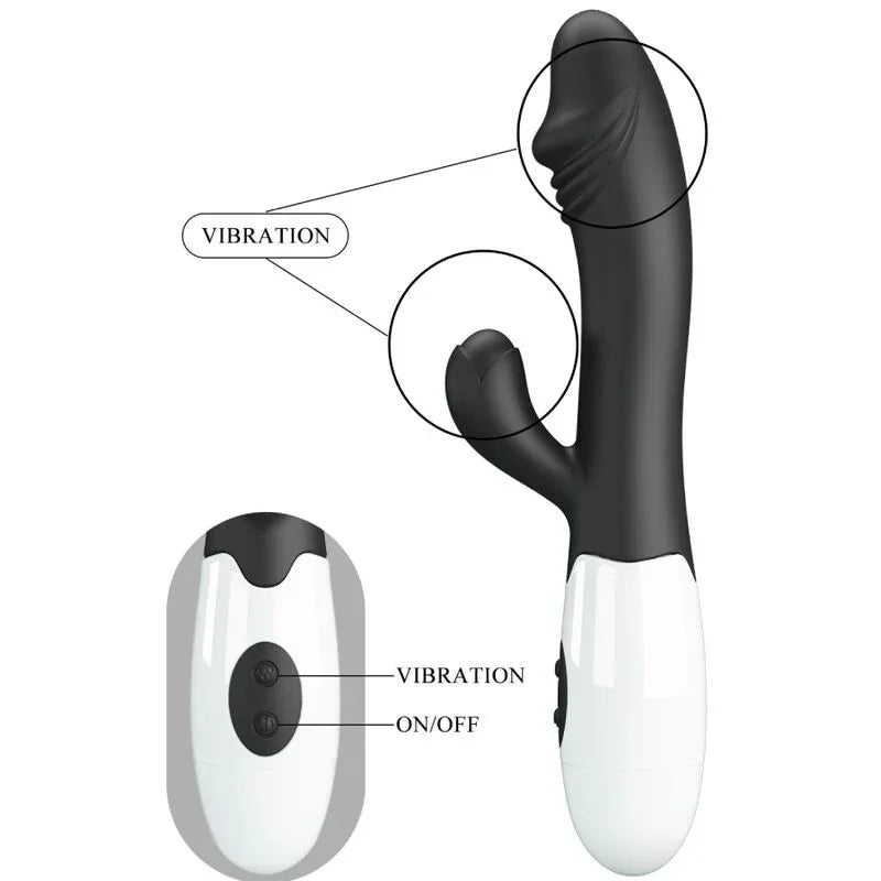 Pretty Love Snappy - Schwarzer G-Punkt & Klitoris Vibrator, 30 Funktionen - Vanelion Paradise