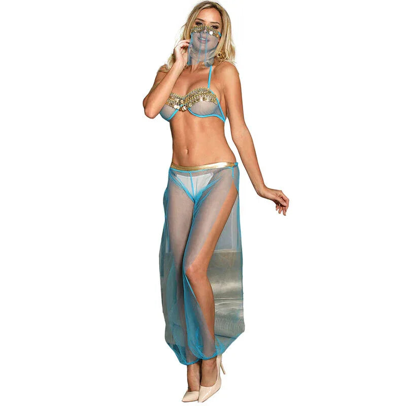 SUBBLIME - BLAUES DESSOUS-SET IM INDISCHEN STIL S/M - Vanelion Paradise