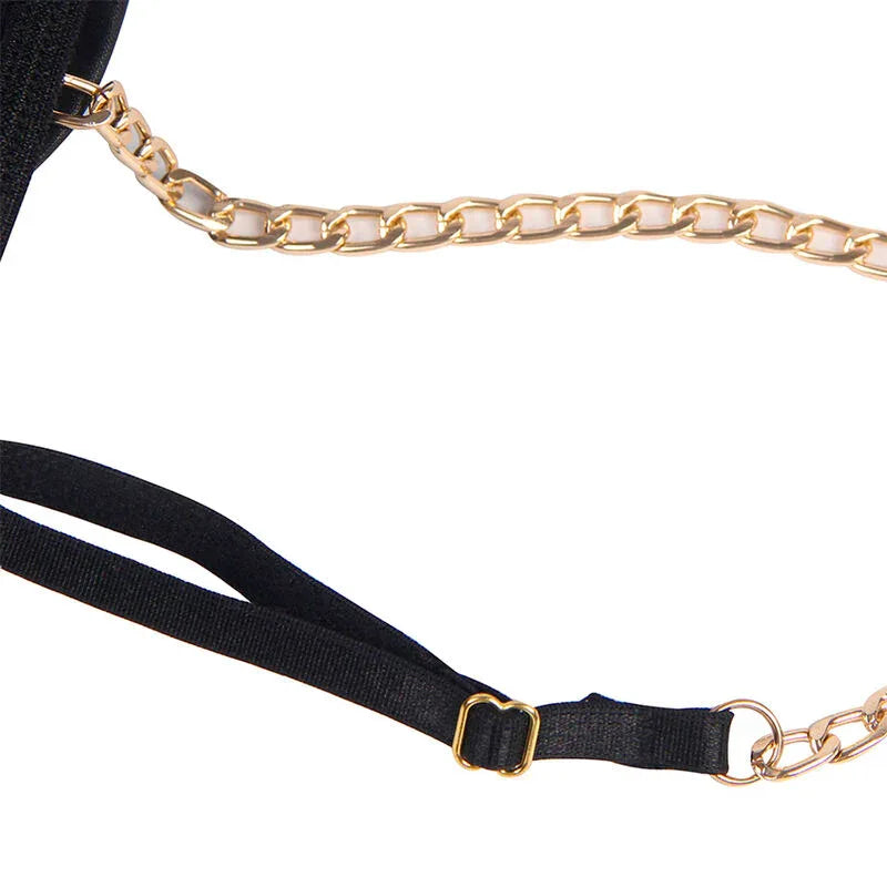 SUBBLIME - SCHWARZER BODY MIT KETTEN-HOSENTRGERN S/M - Vanelion Paradise